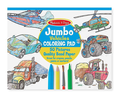 50  Pictures Jumbo Coloring Pad- Vehicles - Melissa & Doug