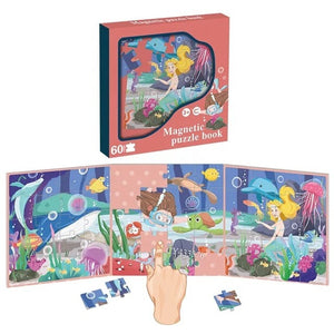 Foldable Mermaid Magnetic Puzzle Book - 60 pieces