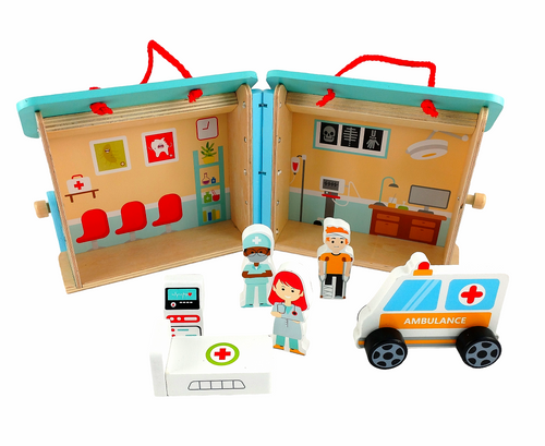 Wooden Foldable Hospital Set - Tooky Toy