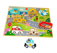 Load image into Gallery viewer, Wooden Transport Chunky Puzzle - Tooky Toy