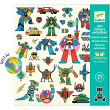 Load image into Gallery viewer, Metallic Robot Sticker Collection 160 pc- Djeco