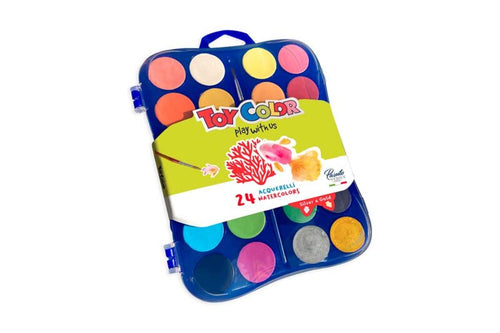 Toy Color- 24 Watercolor Tablets With Brush