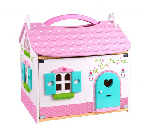 Wooden Doll Cottage - Furniture Included - Tooky Toy