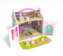 Load image into Gallery viewer, Wooden Doll Cottage - Furniture Included - Tooky Toy