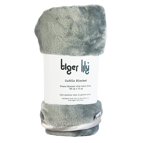 Cuddle Blanket - Grey with Satin Trim - Tiger Lily
