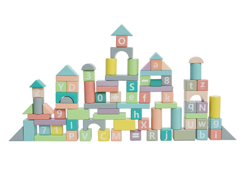 90 pc Wooden Blocks - Pastel - Tooky Toy