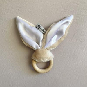 Sensory Bunny Ears Teether - Stone & White - Tiger Lily