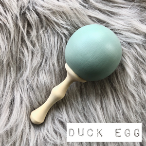 Wooden Rattle - Duck Egg - Tiger Lily