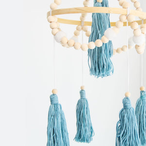 Small Tassel Mobile - Duck Egg - Tiger Lily